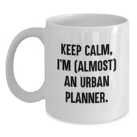 Load image into Gallery viewer, Funny Urban Planner Gifts from Friends and Family for Urban Planner Graduation Unique Mugs - Keep Calm I'm (almost) An Urban Planner White Coffee Mug - Main