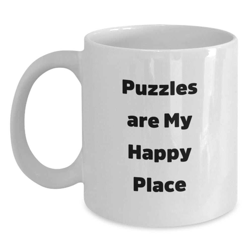 Puzzles Lovers Graduation Gifts for Women Friends Family from Puzzles Are My Happy Place White Coffee Mug - Main
