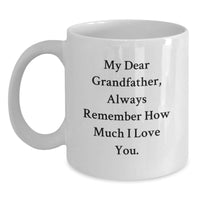 Load image into Gallery viewer, Funny Grandfather Quotes White Coffee Mug Gifts from Men to Grandfather on Christmas Day, &#39;My Dear Grandfather, Always Remember How Much I Love You.&#39; - Main
