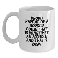 Load image into Gallery viewer, Funny Border Collie Dog Gifts from Proud Parents for Friends, Coworkers, or Family - White Coffee Mug for Graduation - Main
