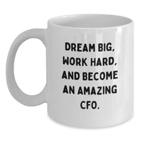 Load image into Gallery viewer, Inspirational CFO Gifts from Friends, Funny White Coffee Mugs for Graduation Unique Gifts, Dream Big and Work Hard - Main