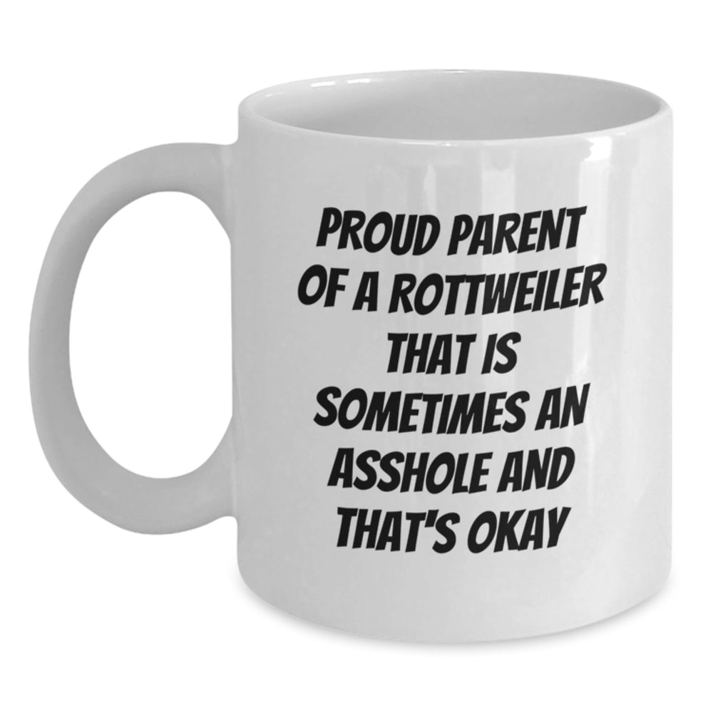 Rottweiler Dog Mom Funny White Coffee Mugs Gifts from Friends, Family, Coworkers to Rottweiler Dog Lovers on Birthday, Proud Parent Quote - Main