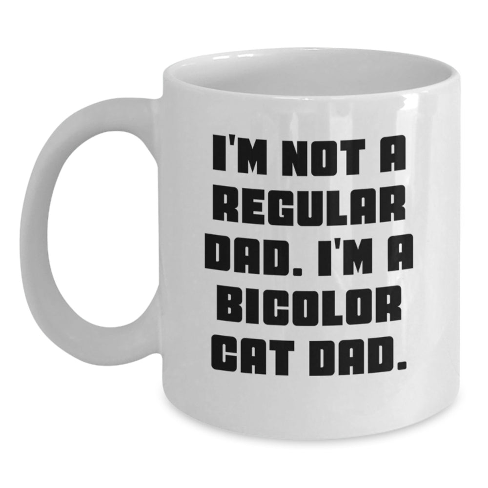 Bicolor Cat Dad Funny White Coffee Mug Gifts for Men from Family - Main