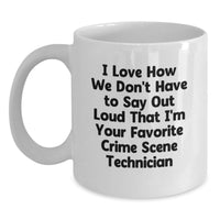 Load image into Gallery viewer, Funny Crime Scene Technician Gifts White Coffee Mug for Crime Scene Technician Friends, Unique Graduation Unique Gifts from Friends to Crime Scene Technician Grads, I Love How Quote - Main