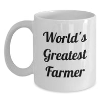 Load image into Gallery viewer, Funny Farmer Gifts from Friends - White Coffee Mug for Farmers - &#39;World&#39;s Greatest Farmer&#39; Quote, Birthday Unique Gifts from Family - Main
