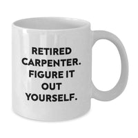 Load image into Gallery viewer, Funny Gift for Carpenter Friends from Family on Graduation Unique Gifts Day, White Coffee Mug with Retired Carpenter Quote, 11oz or 15oz Capacity, Ceramic Material - Additional