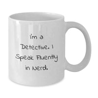 Load image into Gallery viewer, Funny Detective Quote Gifts from Friends for Men, White Coffee Mug with genius Humor, Perfect Graduation Unique Gifts - Additional