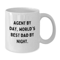 Load image into Gallery viewer, Cute Agent Gifts from Men, Funny White Coffee Mugs for Agent By Day, World's Best Dad By Night Valentine's Unique Gifts - Additional