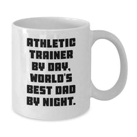 Load image into Gallery viewer, Funny Athletic Trainer Gifts for Men - Athletic Trainer By Day, World's Best Dad Mug, White Coffee Mug for Christmas Unique Gifts from Family - Additional