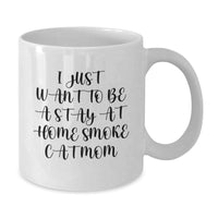 Load image into Gallery viewer, Funny Smoke Cat Mom Gifts from Friends for Her Birthday, White Coffee Mug, &#39;I Just Want To Be A Stay At Home Smoke Cat Mom&#39; - Additional
