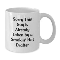 Load image into Gallery viewer, Funny Drafter Gifts for Men Birthday, White Coffee Mug with Smokin' Hot Drafter Quote, Great Gift Ideas from Friends or Family - Additional