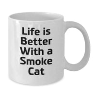 Load image into Gallery viewer, Funny Smoke Cat White Coffee Mug Gifts from Friends, Life Is Better With A Smoke Cat Birthday Unique Gifts for Men, Women, Family, Coworkers - Additional