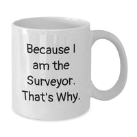 Load image into Gallery viewer, Funny Surveyor Gifts for Men from Friends and Family, White Coffee Mug, Because I Am The Surveyor That's Why, Unique Graduation - Additional