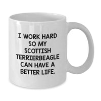 Load image into Gallery viewer, Funny Scottish Terrier Dog Mom Gifts from Men to Women on Birthday, I Work Hard So My Scottish Terrierbeagle Can Have A Better Life White Coffee Mug - Additional
