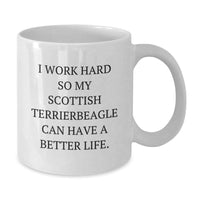 Load image into Gallery viewer, Funny Scottish Terrier Dog Gifts, I Work Hard So My Scottish Terrier Can Have A Better Life. White Coffee Mug for Birthday - Additional
