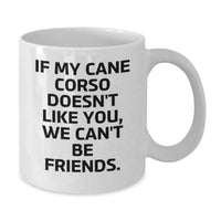 Load image into Gallery viewer, Cute Cane Corso Dog Lovers Gifts from Friends for Birthday, Funny White Coffee Mug, &#39;If My Cane Corso Doesn&#39;t Like You, We Can&#39;t Be Friends.&#39; - Additional
