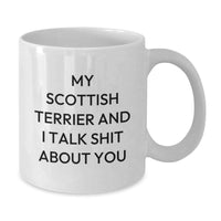 Load image into Gallery viewer, Funny Scottish Terrier Dog Gifts from Friends for Graduation Unique Gifts My Scottish Terrier And I Talk Shit About You White Coffee Mug - Additional
