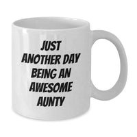 Load image into Gallery viewer, Gifts from Family and Friends for Awesome Aunty Funny White Coffee Mugs, Christmas Unique Gifts, White Ceramic Coffee Mug - Additional
