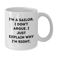 Load image into Gallery viewer, Funny Sailor Gifts for Men - White Coffee Mug, 'I'm A Sailor', Inspirational Christmas Unique Presents from Friends to Family - Additional