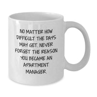 Load image into Gallery viewer, Funny Inspirational Gifts from Family for Apartment Manager White Coffee Mug, Valentine's Unique Mugs for Men Women Friends Coworkers - Additional