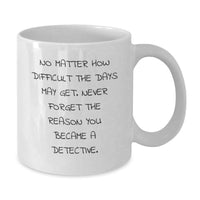 Load image into Gallery viewer, Detective Graduation Unique Gifts from Men to Men, Funny White Coffee Mug, Inspiring Quote for Detective - Additional