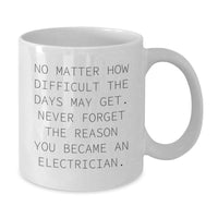 Load image into Gallery viewer, Funny Electrician Gifts for Men - White Coffee Mug, Inspirational Quote, Never Forget Why You Became an Electrician, Birthday Unique Presents from Friends - Additional