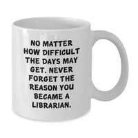 Load image into Gallery viewer, Funny Librarian White Coffee Mug, Gifts from Friends and Family to Librarian, Never Forget the Reason, Birthday Unique Gifts - Additional