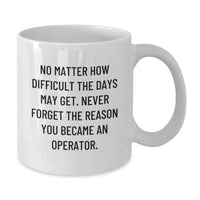 Load image into Gallery viewer, Funny Operator Gifts for Men, White Coffee Mug, Inspirational Quote &#39;Never Forget The Reason You Became An&#39; - Gifts from Men to Operator Friends at Christmas - Additional
