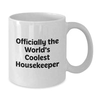 Load image into Gallery viewer, Funny Housekeeper Gifts from Friends - Officially The World's Coolest Housekeeper - White Coffee Mug for Dad on Father's Day - Additional