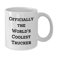 Load image into Gallery viewer, Funny Trucker Gifts for Men Friends Family - White Coffee Mug Officially The World's Coolest Trucker - Additional