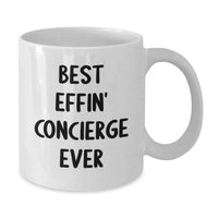 Load image into Gallery viewer, Funny Concierge Gifts for Men from Men - White Coffee Mug - Best Effin&#39; Concierge Ever Quote, Christmas Unique Gifts - Additional
