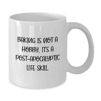 Load image into Gallery viewer, Baking Enthusiast Gifts from Friends, Unique Baking Themed White Coffee Mug for Women, Funny Quote &#39;Baking Is Not A Hobby. It&#39;s A Post-apocalyptic Life Skill.&#39; Christmas Memorable Presents for Family - Additional
