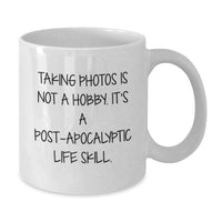 Load image into Gallery viewer, Funny Taking Photos Gifts for Dad White Coffee Mug, Unique Father's Day Unique Gifts from Men, Post-apocalyptic Life Skill Mug - Additional