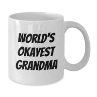 Load image into Gallery viewer, Gifts for Grandma, Funny Grandma Mugs, White Coffee Mug with 'World's Okayest Grandma' Quote, Christmas Unique Gifts from Family - Additional