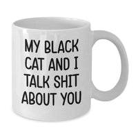 Load image into Gallery viewer, Funny Black Cat Gifts for Men from Friends - White Coffee Mug, 11oz or 15oz, Ceramic, Microwave and Dishwasher Safe, Perfect for Graduation - Additional
