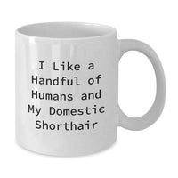 Load image into Gallery viewer, Funny Domestic Shorthair Cat Gifts from Men to Friends for Graduation Unique Funny White Coffee Mug - Additional