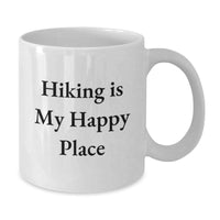 Load image into Gallery viewer, Hiking Enthusiast Gifts from Friends, Funny White Coffee Mug for Men, Women - Hiking Is My Happy Place - Additional
