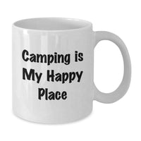 Load image into Gallery viewer, Camping Memories Gifts for Camping Enthusiasts - Funny White Coffee Mug, &#39;Camping Is My Happy Place&#39; Quote - Gifts from Friends, Family, or Coworkers for Men, Women, or Graduation - Additional
