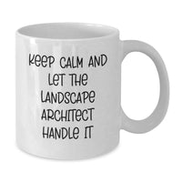 Load image into Gallery viewer, Funny Landscape Architect Gifts from Friends - White Coffee Mugs for Graduation, Keep Calm And Let The Landscape Architect Handle It - Additional