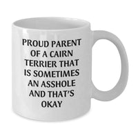 Load image into Gallery viewer, Cairn Terrier Dog Lover&#39;s Funny White Coffee Mug, &#39;Proud Parent&#39; Quote, Gifts from Family for Cairn Terrier Dog, Graduation Unique Gifts - Additional

