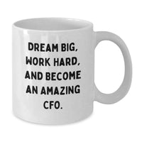 Load image into Gallery viewer, Inspirational CFO Gifts from Friends, Funny White Coffee Mugs for Graduation Unique Gifts, Dream Big and Work Hard - Additional
