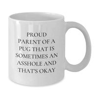 Load image into Gallery viewer, Pug Dog Graduation Gifts from Proud Pug Parents, Funny White Coffee Mug for Friends, Family, or Coworkers - Additional
