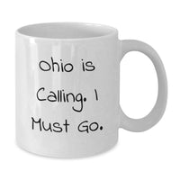 Load image into Gallery viewer, Ohio White Coffee Mug Gifts from Friends or Family Graduation Unique Ohio Is Calling I Must Go Quote - Additional