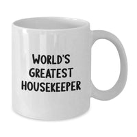 Load image into Gallery viewer, Funny Housekeeper Gifts from Friends for World&#39;s Greatest Housekeeper White Coffee Mug, Unique Christmas Unique Gifts - Additional
