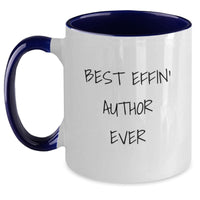 Load image into Gallery viewer, Funny Author Gifts from Friends to Family this Christmas Unique Two Tone Coffee Mug with &#39;Best Effin&#39; Author Ever&#39; Quote - Main
