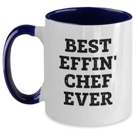 Load image into Gallery viewer, Funny Chef Gifts from Friends, Unique Two Tone Coffee Mugs for Chef Lovers on Valentine's, Best Effin' Chef Ever Quote - Main