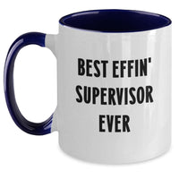 Load image into Gallery viewer, Funny Supervisor Gifts from Friends and Family - Best Effin' Supervisor Ever Two Tone Coffee Mug for Supervisor on Mother's Day - Main
