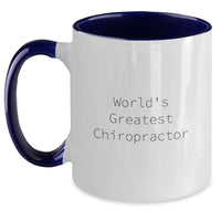 Load image into Gallery viewer, Funny Chiropractor Gifts from Friends, Unique Two Tone Coffee Mug for Graduation with Inspirational Quote, &#39;World&#39;s Greatest Chiropractor&#39;, Gifts for Chiropractors - Main

