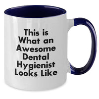 Load image into Gallery viewer, Funny Dental Hygienist Gifts from Friends for Dental Hygienist Graduation Unique Gifts - Two Tone Coffee Mug with This Is What An Awesome Dental Hygienist Looks Like - Additional
