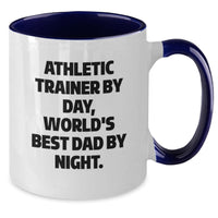Load image into Gallery viewer, Funny Gifts from Men to World's Best Dad - Athletic Trainer by Day, Unique Christmas Unique Gifts for Athletic Trainers, Two Tone Coffee Mug - Additional